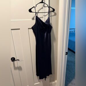 Navy Silk Midi Dress